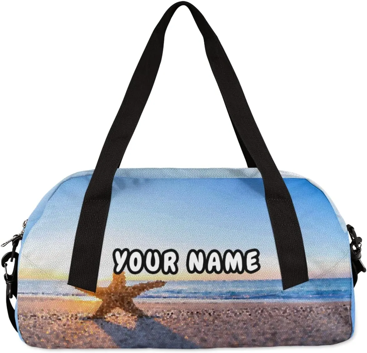 Starfish Beach Personalized Kids Duffel Bag for Girls Boys, Beach Customized Name Dance Bag Overnight Small Duffel Bag Carry On Weekend Sports Gym Travel Bag for School Practice Gymnastics Ballet