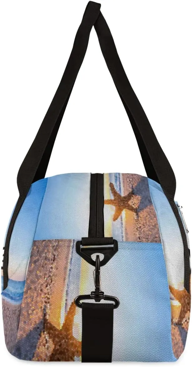 Starfish Beach Personalized Kids Duffel Bag for Girls Boys, Beach Customized Name Dance Bag Overnight Small Duffel Bag Carry On Weekend Sports Gym Travel Bag for School Practice Gymnastics Ballet