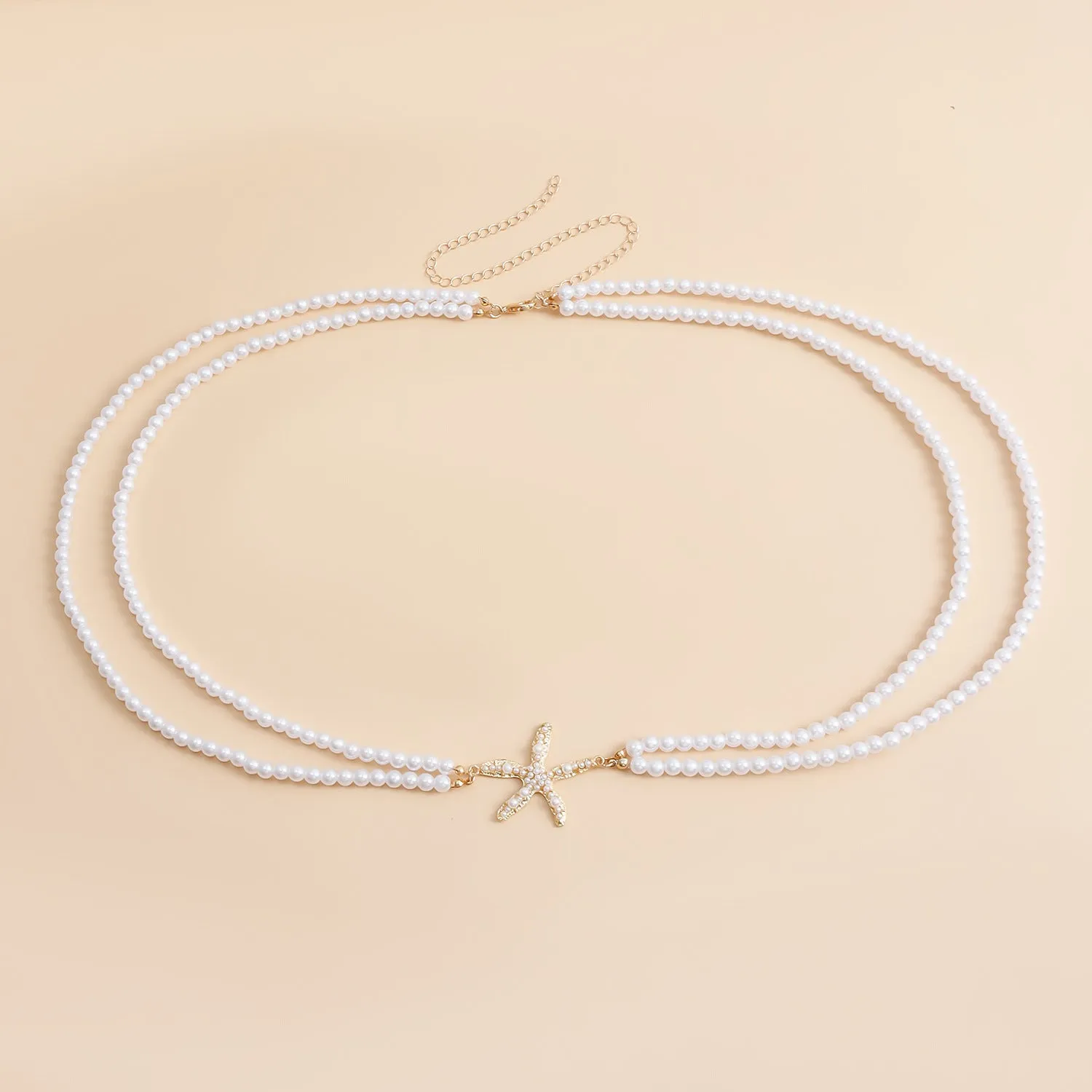 Starfish Pearl Waist Chain – Handmade Beach Body Jewelry for Women