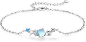 Starfish Shell Bracelets 925 Sterling Silver Beach Bracelet Ocean Jewelry Gifts for Women Girls