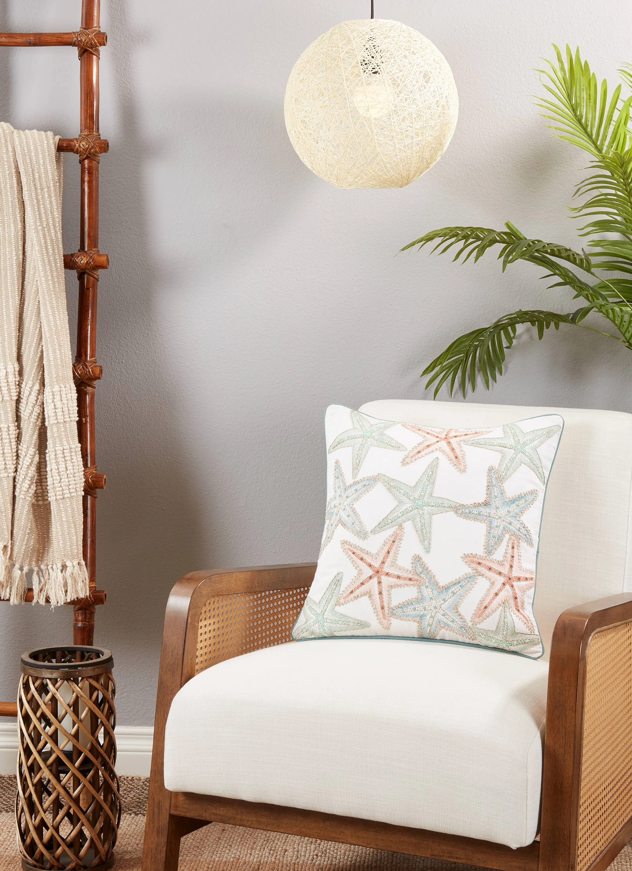 Starfish Throw Pillow: 18" / Multi / Down Filled