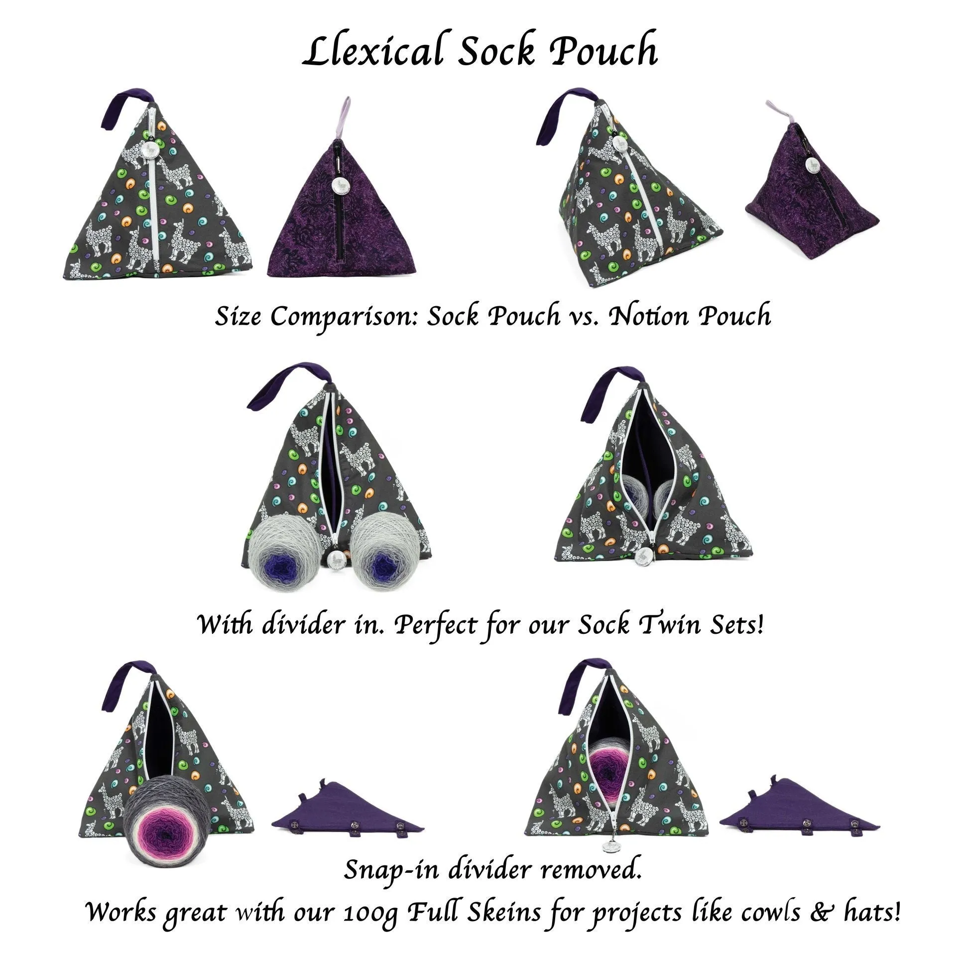 Steampunk Gears - Llexical Divided Sock Pouch - Knitting, Crochet, Spinning Project Bag
