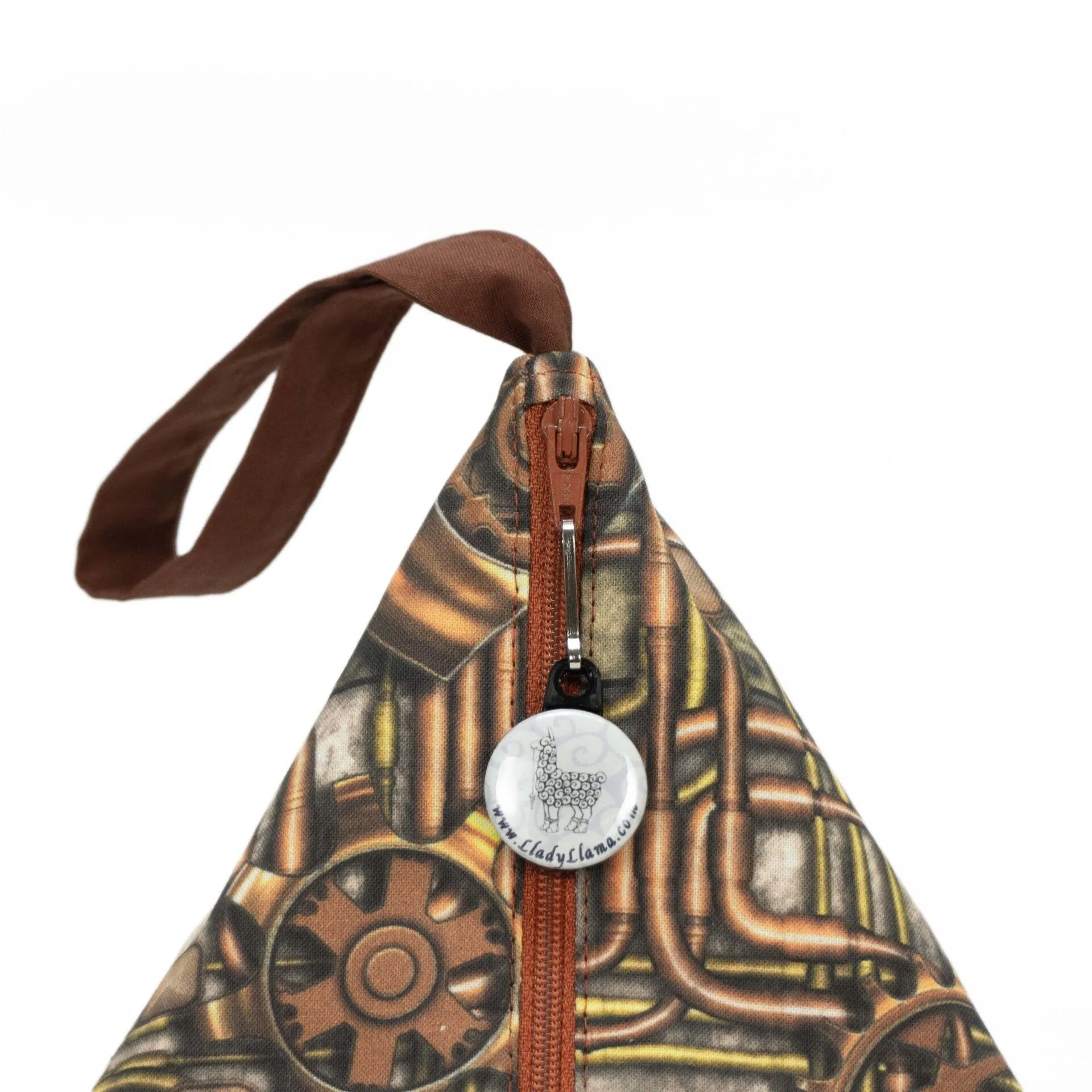Steampunk Gears - Llexical Divided Sock Pouch - Knitting, Crochet, Spinning Project Bag