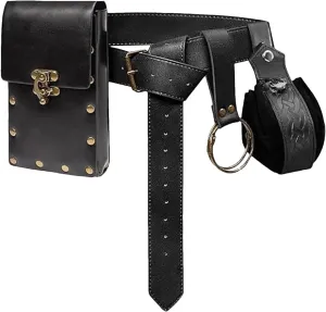 Steampunk Waist Bag - Renaissance Leather Belt Bag, Vintage Leg Bag | Stylish Chain Purse for Cosplay, Durables Pu Leather Accessory, Spacious Easy to Carry, Retro Steampunk Waist Chain Leg Bag Purse