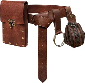 Steampunk Waist Bag - Retro Leather Belt Bag, Vintage Chain Leg Bag | Medieval Renaissance Cosplay Accessory, Durables PU Leather Purse, Spacious Design Perfect for Events Wear Resistant Steampunk Bag