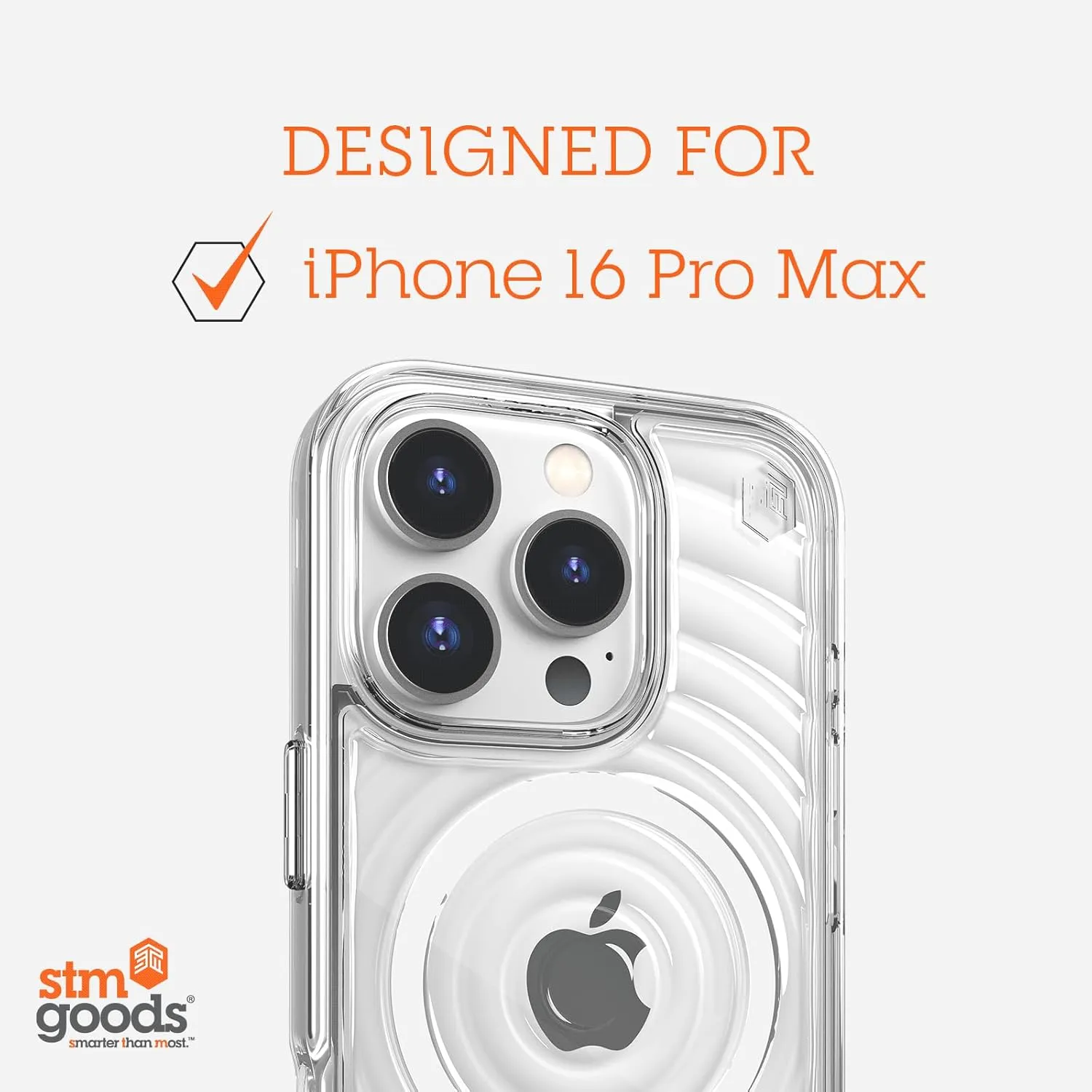 STM Reawaken Ripple MagSafe Case for iPhone 16 Pro Max - High-Clarity Polycarbonate, Impact Absorbing TPU & ClearShell Plating - Enhanced Drop Protection, Tactile Feedback for Greater Focus - Clear