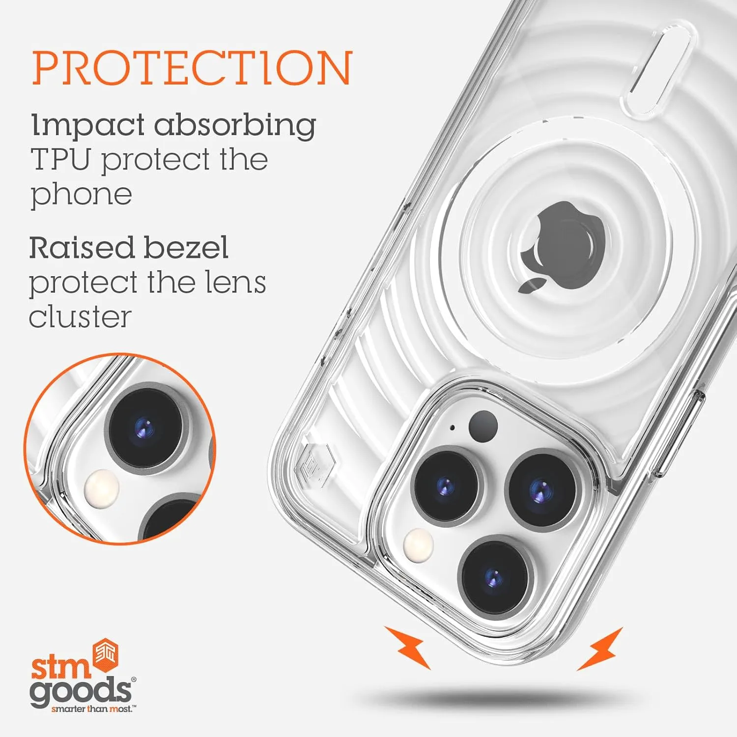 STM Reawaken Ripple MagSafe Case for iPhone 16 Pro Max - High-Clarity Polycarbonate, Impact Absorbing TPU & ClearShell Plating - Enhanced Drop Protection, Tactile Feedback for Greater Focus - Clear