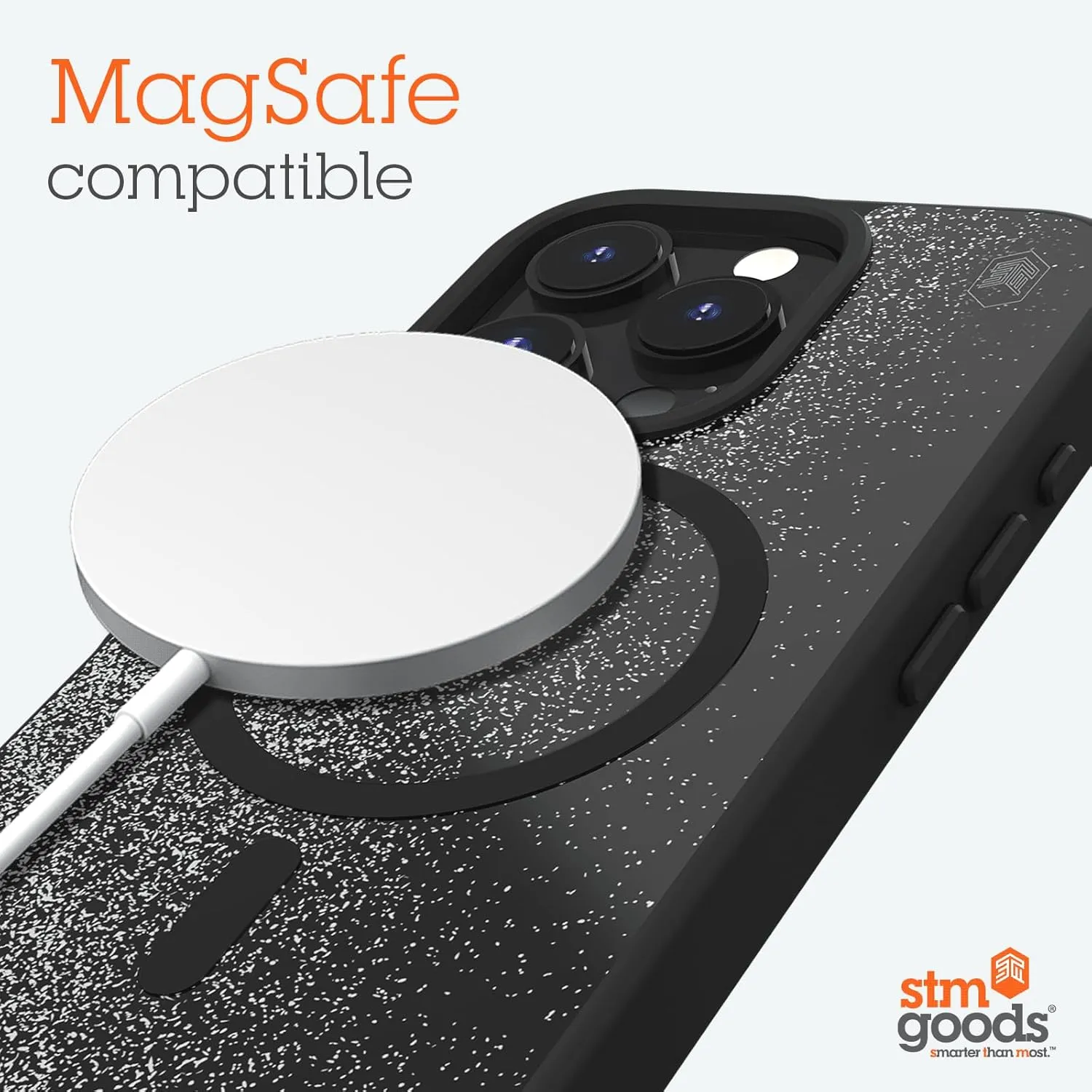 STM Relax Sand MagSafe® Case for iPhone 16 Pro Max - Designed to Calm Your Mind Through Liquid-Like Moving Sand - High-Performance Polycarbonate- Enhanced Drop Protection - Black/Grey