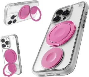 STM Roll Spin MagSafe® Case for iPhone 16 Pro Max - Designed to Calm Your Mind- Fidget Spinning Disc- Impact Absorbing TPU for Enhanced Drop Protection - 360° Kickstand - Clear/Pink