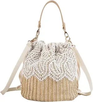 Straw Beach Bag for Women Summer Woven Tote Bag Shoulder Handbags,Crossbody Bag for Women, Beige
