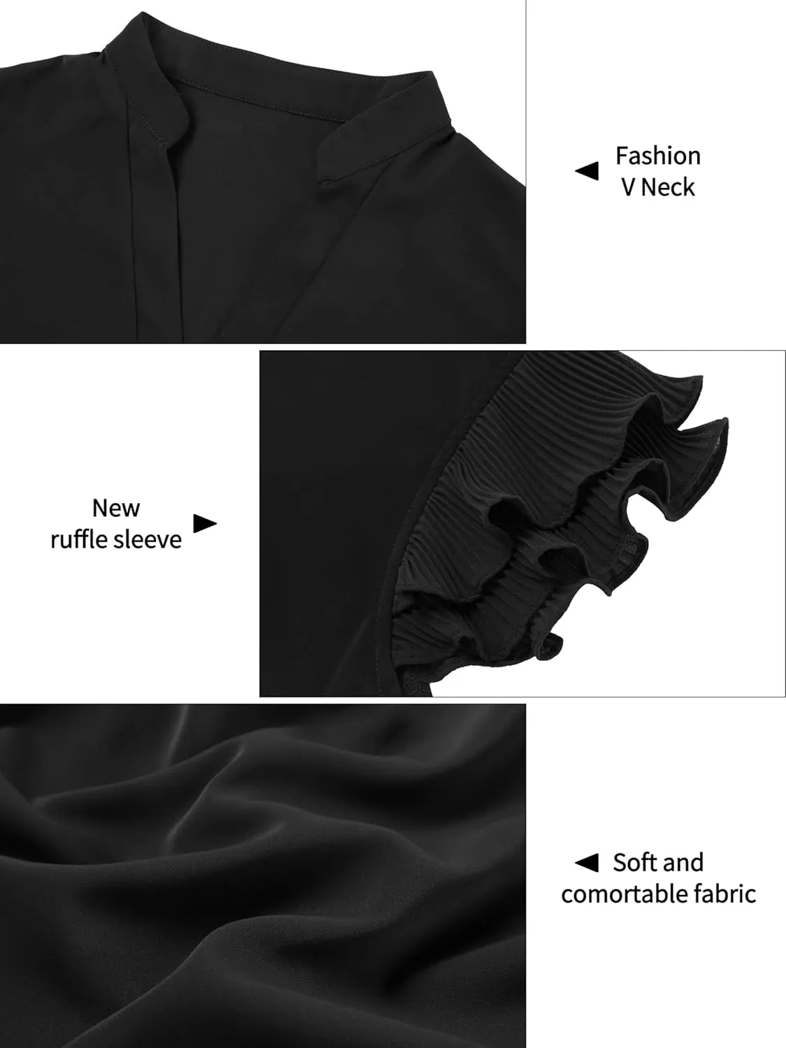 Sucolan Women's Summer Tops Dressy Casual Notch V Neck Ruffle Short Sleeve Flowy Shirts Cute Blouses Tops