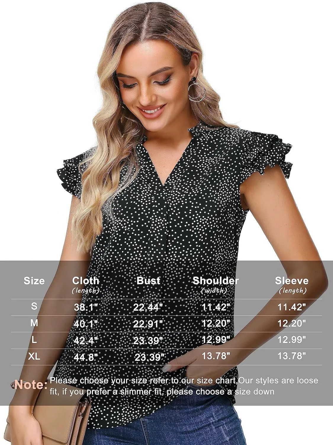 Sucolan Women's Summer Tops Dressy Casual Notch V Neck Ruffle Short Sleeve Flowy Shirts Cute Blouses Tops