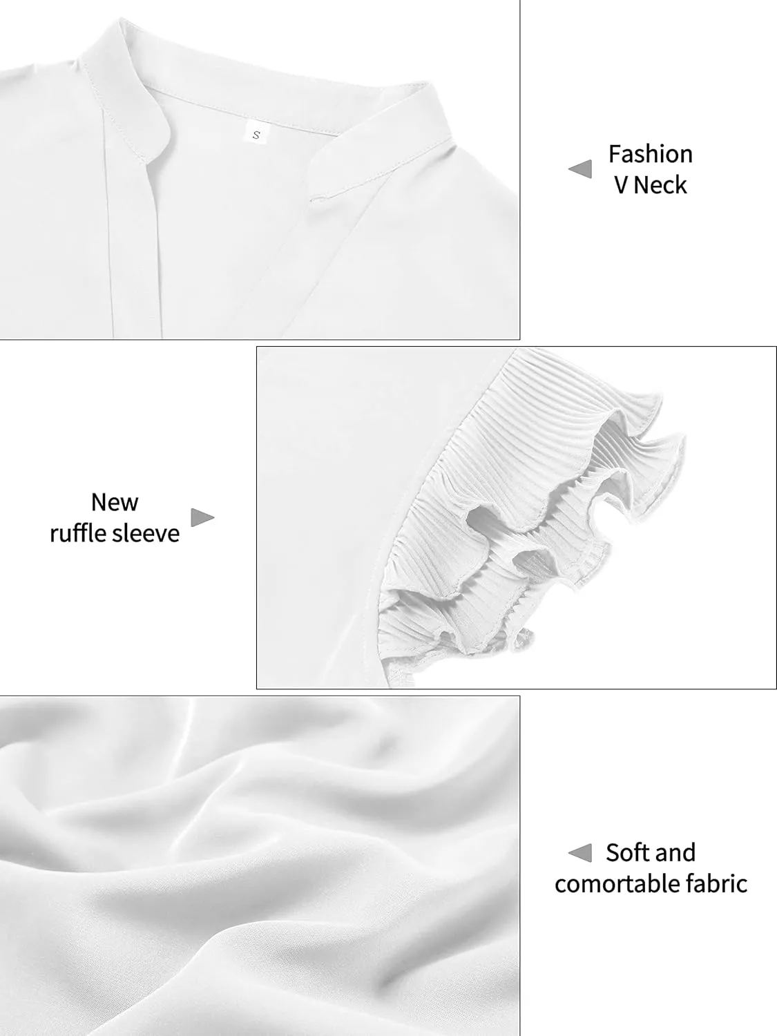 Sucolan Women's Summer Tops Dressy Casual Notch V Neck Ruffle Short Sleeve Flowy Shirts Cute Blouses Tops