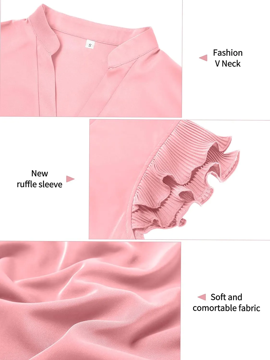 Sucolan Women's Summer Tops Dressy Casual Notch V Neck Ruffle Short Sleeve Flowy Shirts Cute Blouses Tops