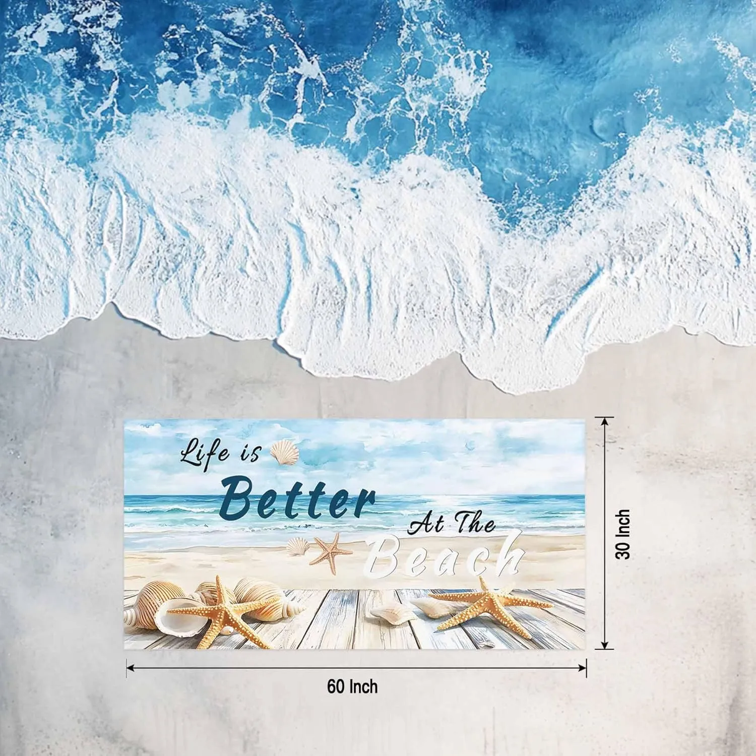 Summer Ocean Beach Towel 30" x 60" Starfish Shell Blue Sky Quick Dry Sand Free Pool Towels Soft & Absorbent Compact Towels Beach Accessories for Travel Bathroom Swimming Pool