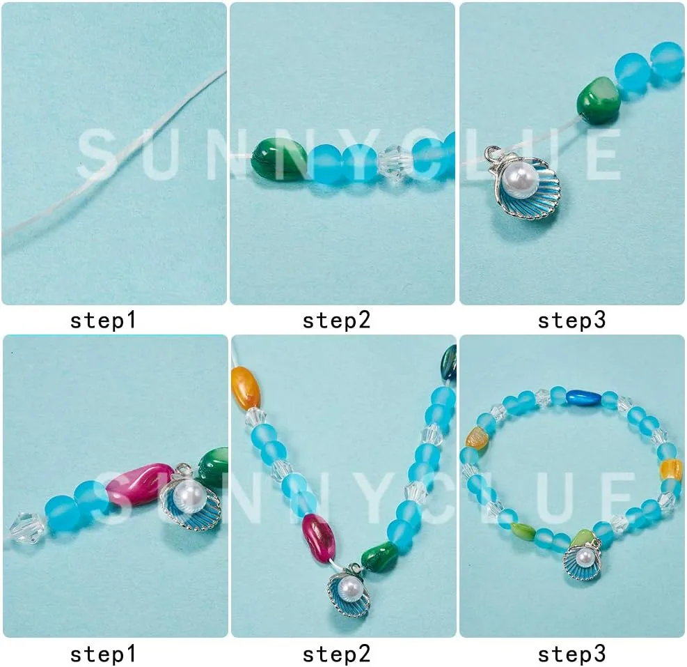 SUNNYCLUE 1 Box DIY 6Pcs Boho Shell Beads Beach Charm Anklet Christmas Bracelet Making Kit Adjustable Starfish Sea Shell Charms Turquoise Turtle Beads Foot Chain Sandal Beads for Jewelry Making Kits