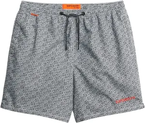 Superdry Men's AOP 16 Swim Shorts, Black/White