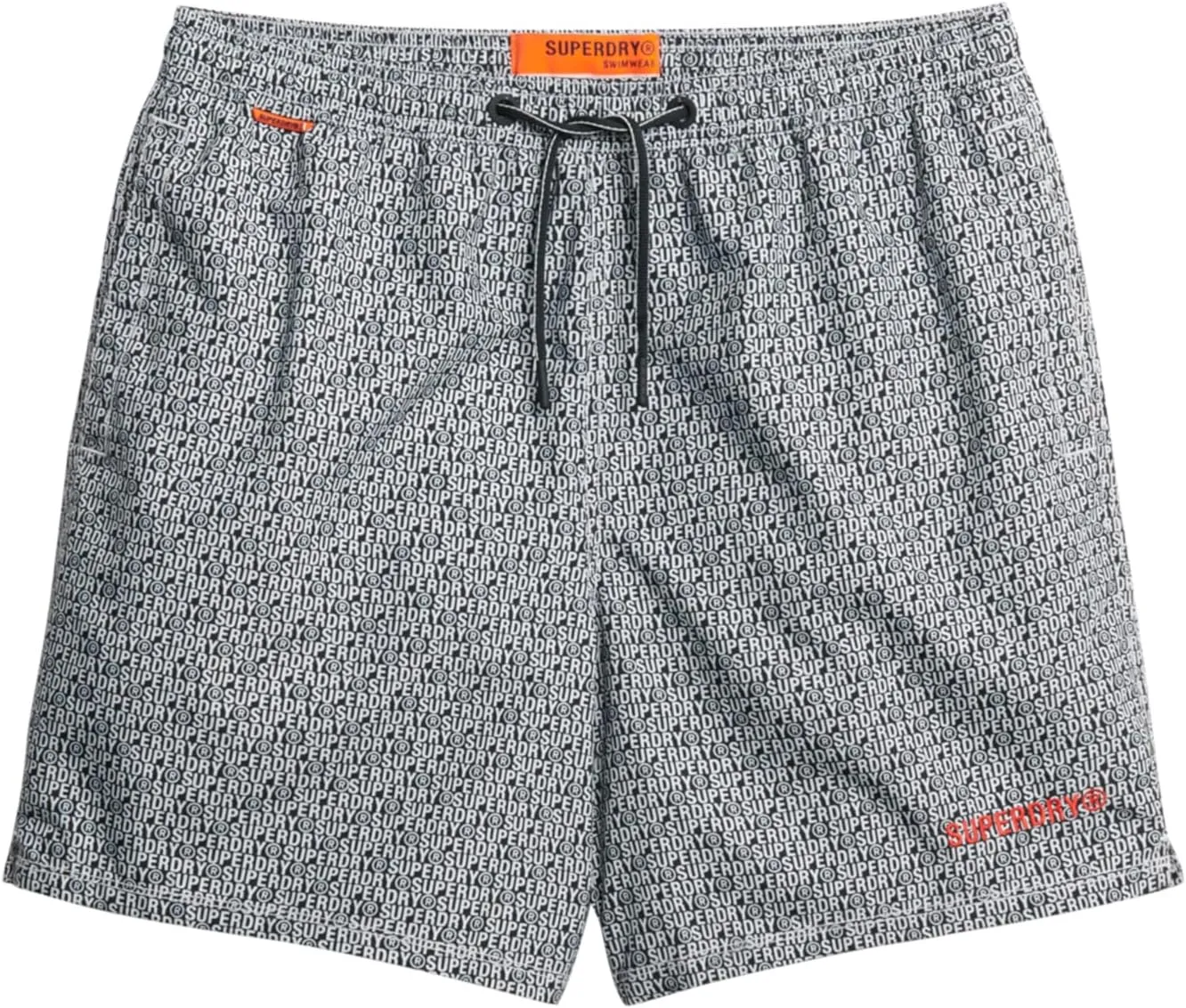 Superdry Men's AOP 16 Swim Shorts, Black/White