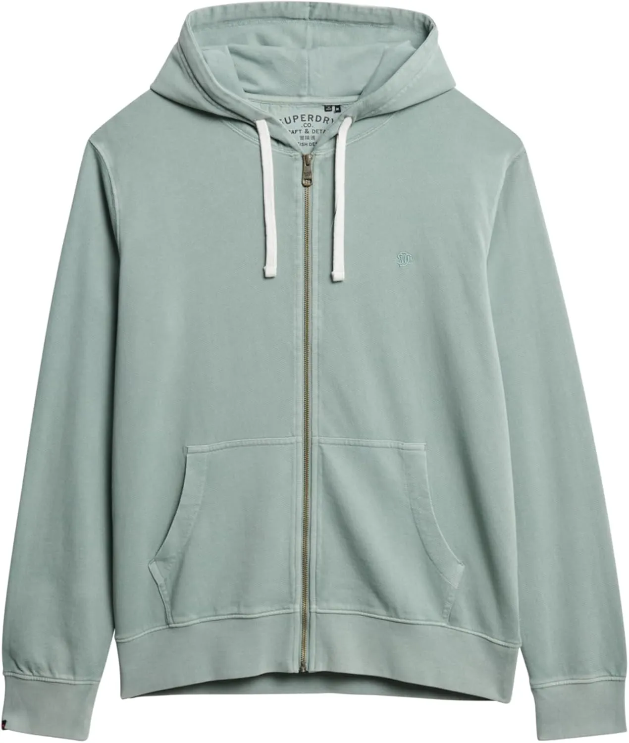 Superdry Men's Classic Essential Zip Hoodie, Silver Pine