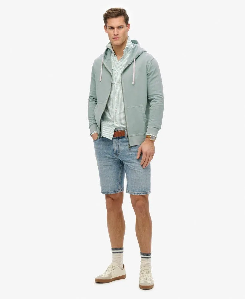 Superdry Men's Classic Essential Zip Hoodie, Silver Pine