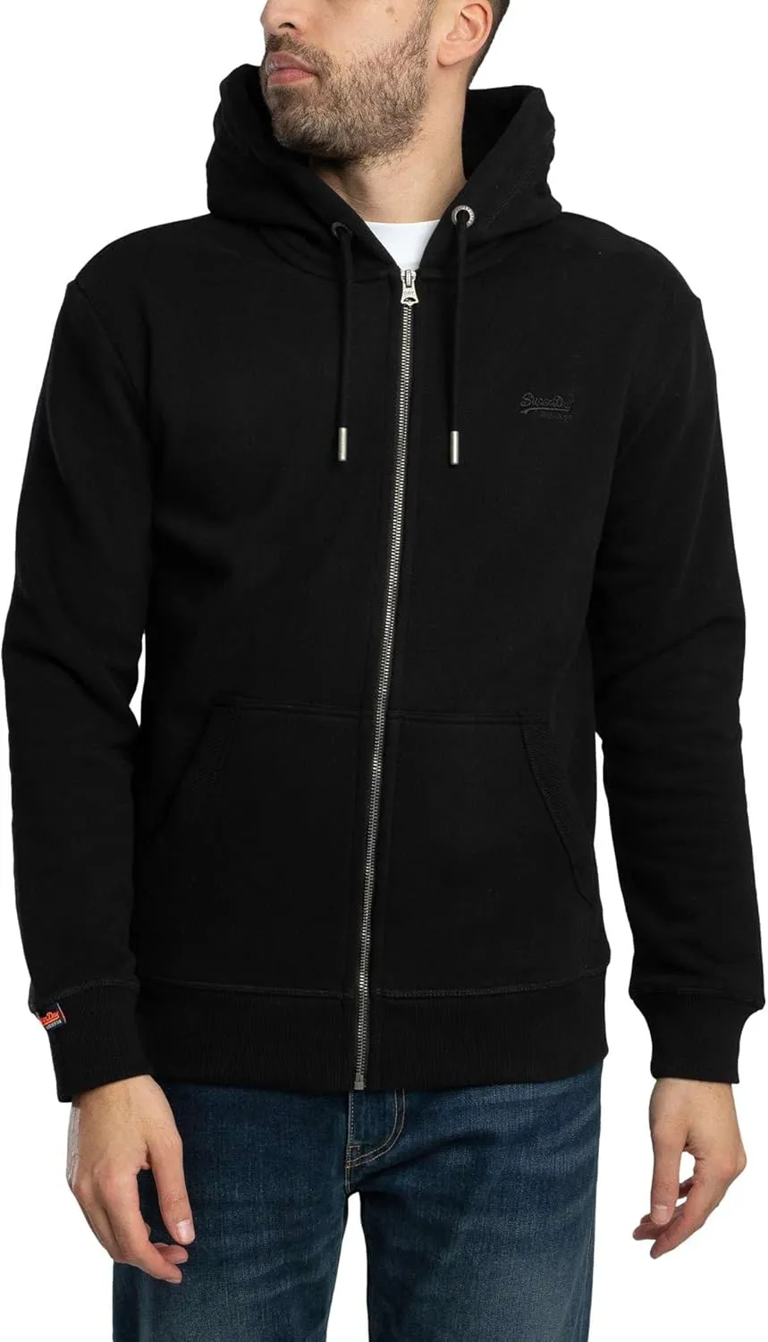 Superdry Men's Essential Logo Zip Hoodie, Black
