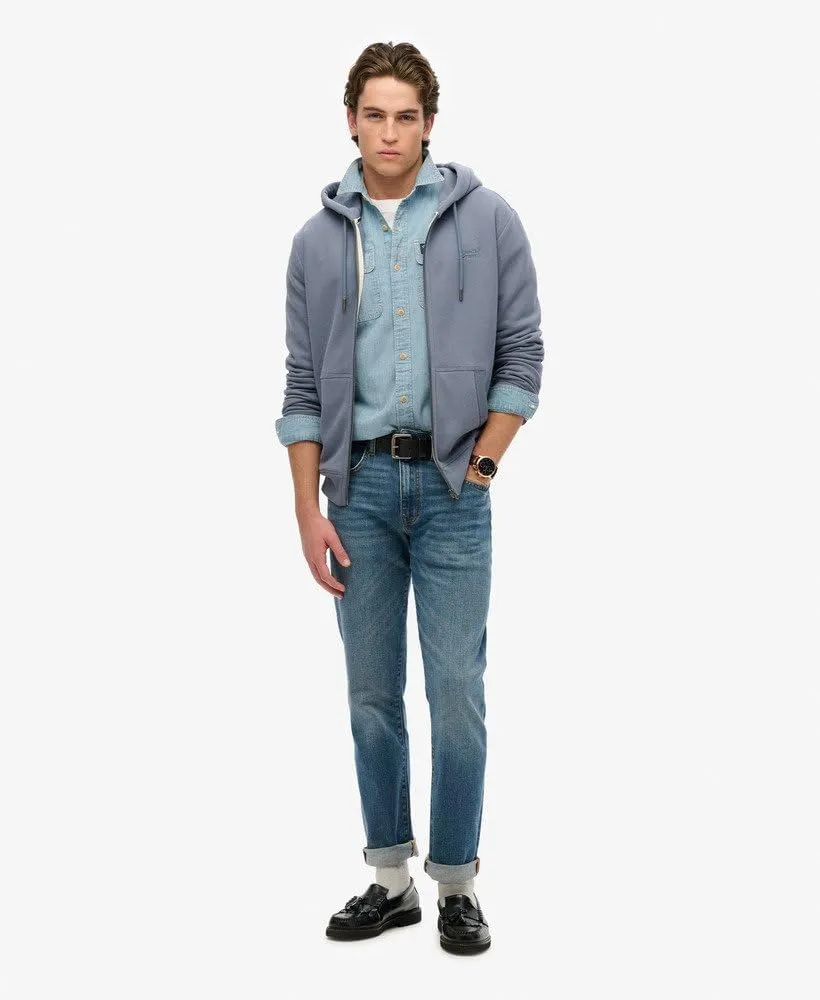 Superdry Men's Essential Logo Zip Hoodie, Heritage Washed Blue