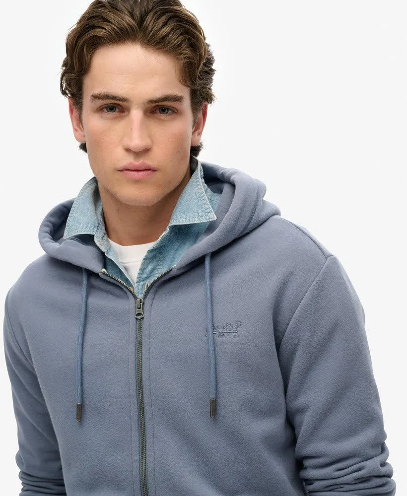 Superdry Men's Essential Logo Zip Hoodie, Heritage Washed Blue