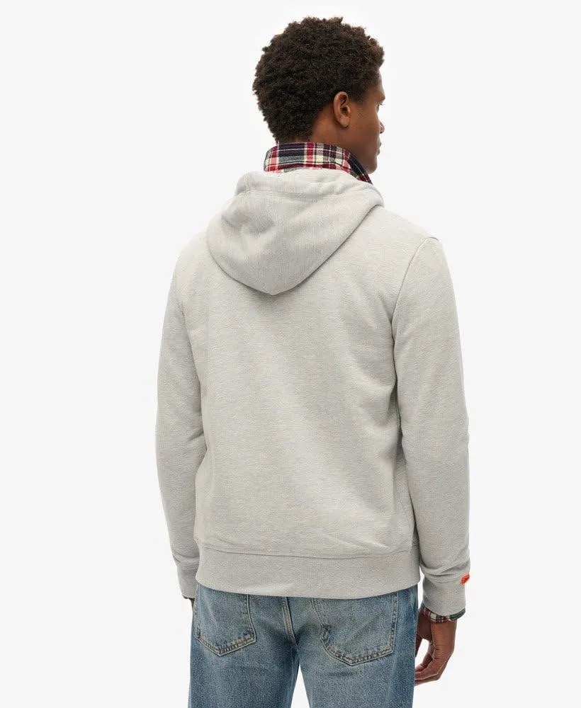 Superdry Men's Vintage Logo Embroidered Zip Hoodie, Mid Grey Marl