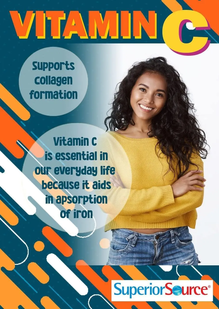 Superior Source Vitamin C 500 mg ?Sour? Cherry Melts - Daily Vitamin Supplement Supports Immune Health - Vitamin C Formula Aids Cell Health - 90 Sublingual Dissolving Tablets