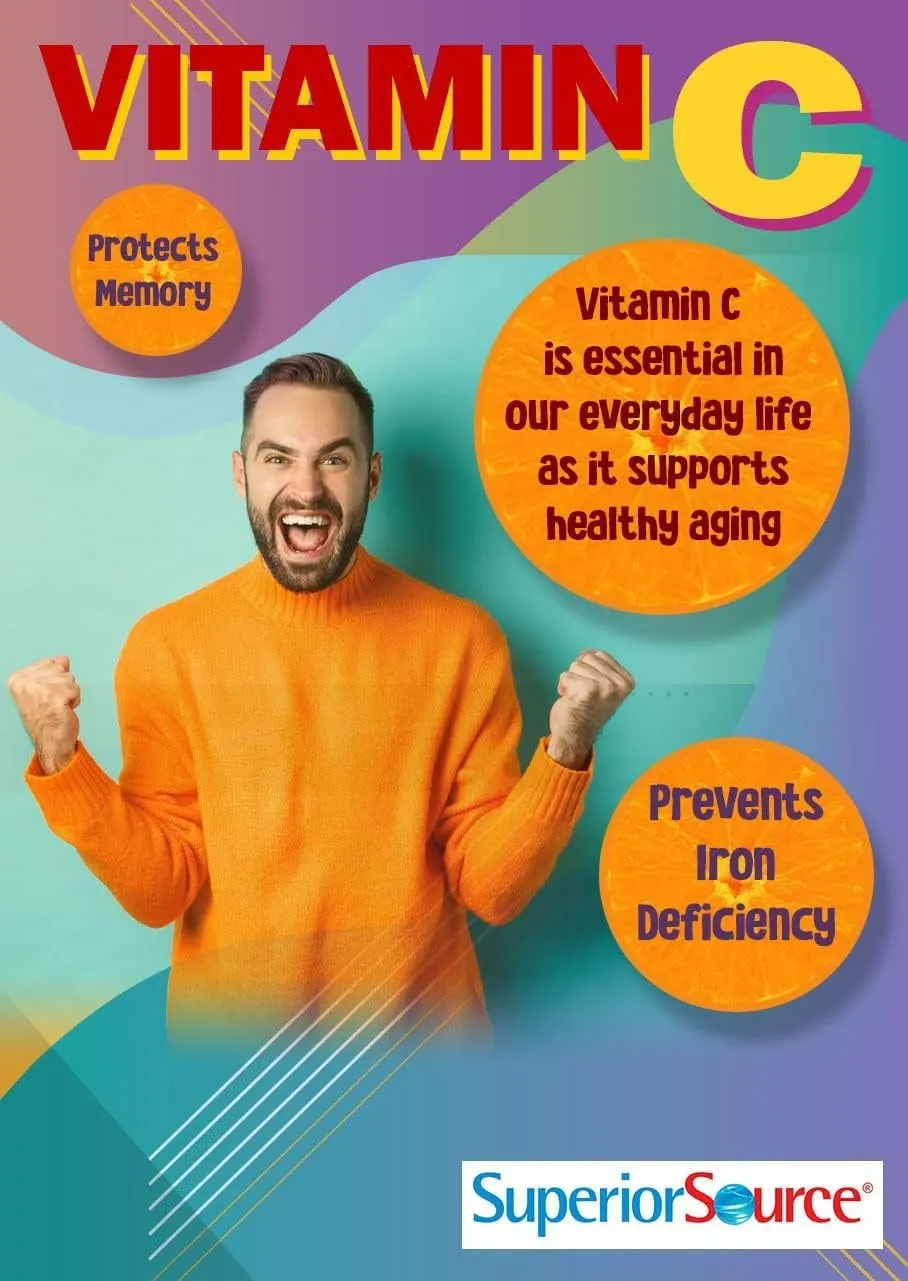 Superior Source Vitamin C 500 mg ?Sour? Cherry Melts - Daily Vitamin Supplement Supports Immune Health - Vitamin C Formula Aids Cell Health - 90 Sublingual Dissolving Tablets