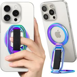SUPERONE [2024 Upgraded] for MagSafe Phone Grip for MagSafe Kickstand Compatible with MagSafe Finger Loop, 4-in-1 Phone Ring Holder Strap for iPhone 16/15/14/13/12 Series and MagSafe Case - Colorful