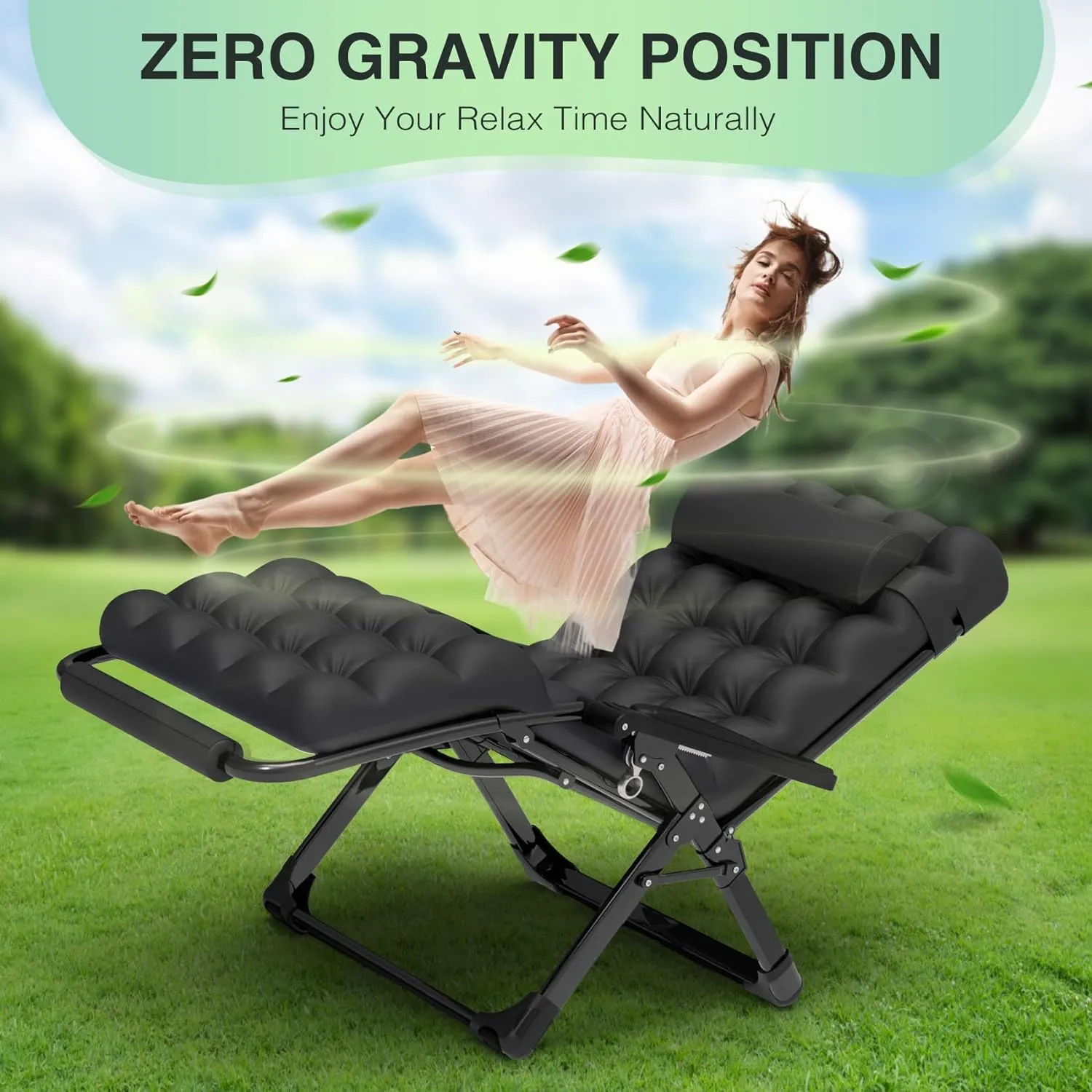 Suteck Oversized Zero Gravity Chair,33In XXL Lounge Chair w/Removable Cushion&Headrest, Reclining Camping Chair w/Upgraded Lock and Footrest, Reclining Patio Chairs Recliner for Indoor Outdoor,500LBS