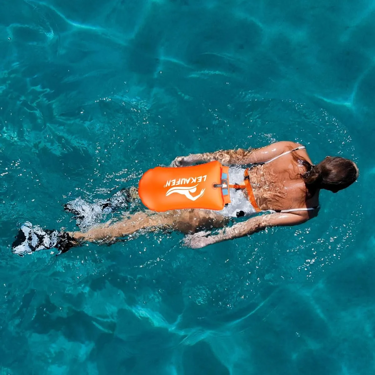 Swim Buoy for Open Water 2 Pack, 20L Swim Safety Float Waterproof Dry Bag for Swimmers Triathletes Kayakers Snorkelers, Swimming Pull Buoy for Safer Swim Training