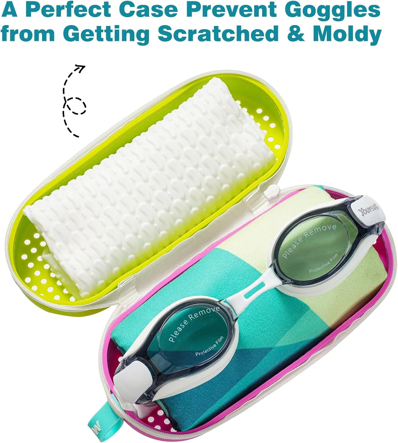 Swim Goggle Case For Swimming Goggles, Silicone Protective Cases with Drain Hole for Goggles