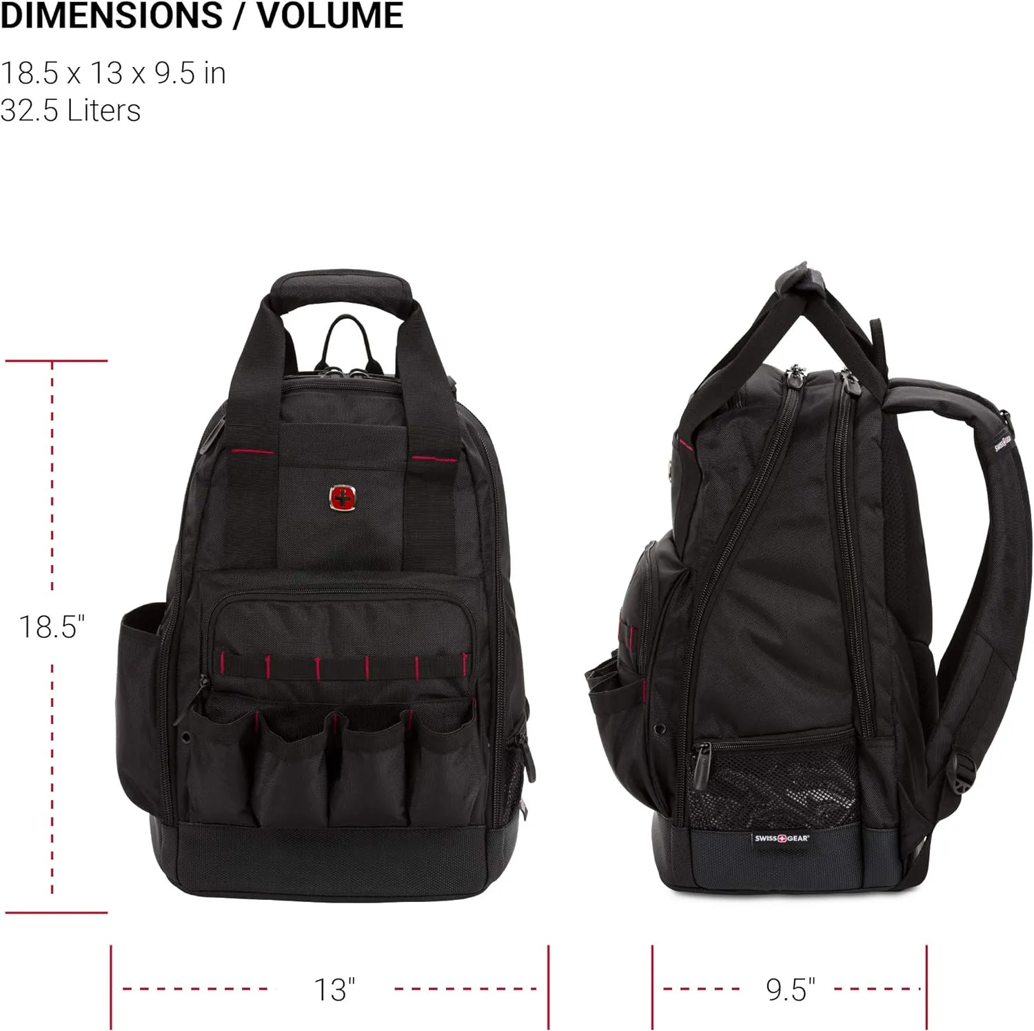 SwissGear Tool Bag Backpack, Fits Up to 15-Inch Laptop, Work Pack, Black