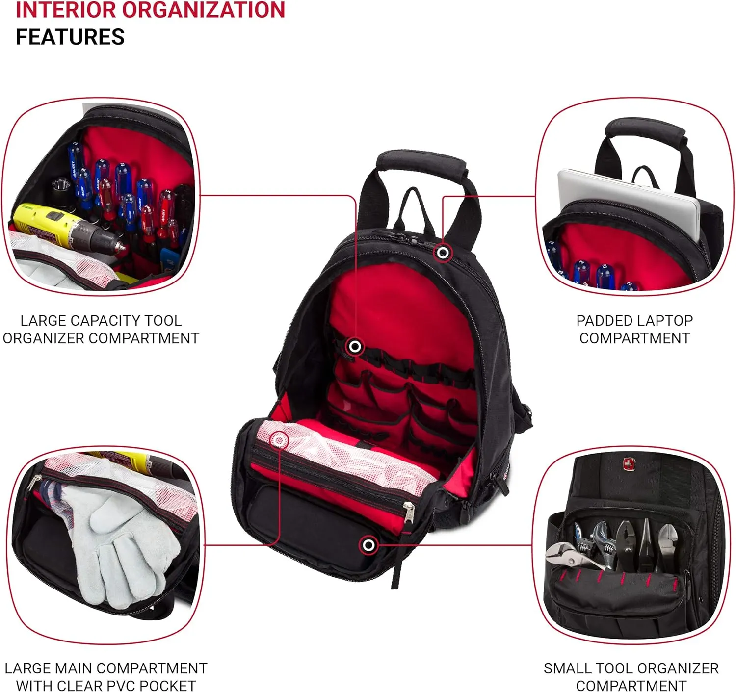 SwissGear Tool Bag Backpack, Fits Up to 15-Inch Laptop, Work Pack, Black