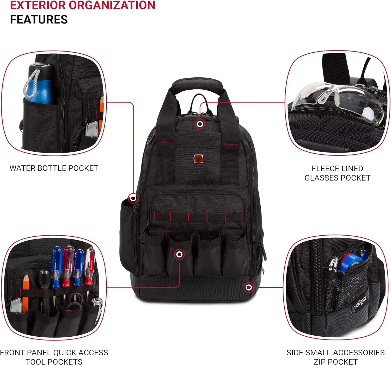 SwissGear Tool Bag Backpack, Fits Up to 15-Inch Laptop, Work Pack, Black