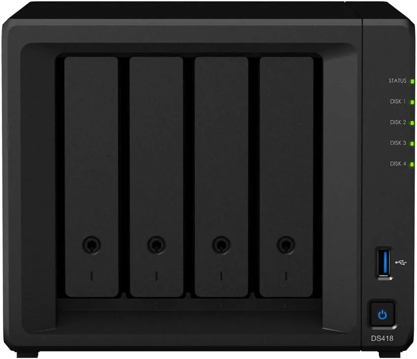 Synology DiskStation DS418 Mini Desktop NAS Server, Realtek RTD1296 Quad-Core, 2GB DDR4 SDRAM, 16TB SATA, Synology DSM Software