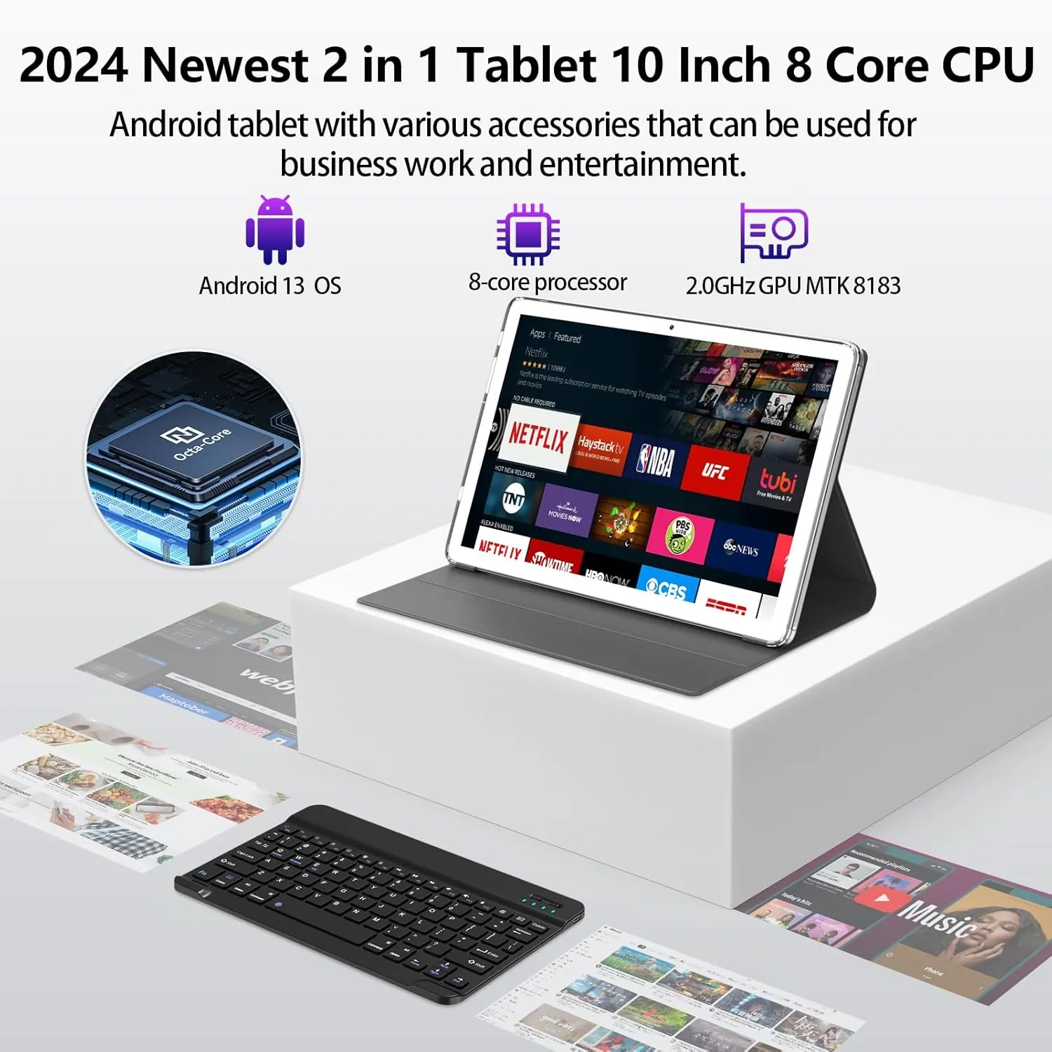 Tablet 10 inch 2025 Latest Android 13 Tablet 128GB ROM 16GB RAM 1TB Expandable Octa-Core 5G WiFi 1080FHD/13MPCamera/7000mAh/Bluetooth 5.0/GPS/Tab with Keyboard/OTG/Mouse/Pen Silver