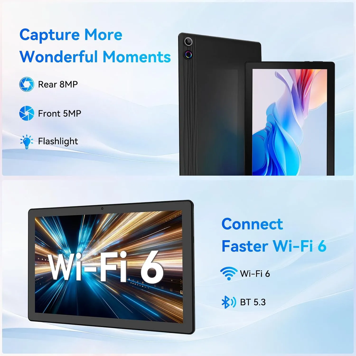 Tablet, Android Tablet, 16GB RAM 128GB ROM 1TB Expansion, 8-Core Processor, Android 14 ,11 inch 1280x800 FHD Touch Screen, Widevine L1, Dynamic Halo, Dual Camera, WiFi6,BT5.3, 6800mAh Battery,Black