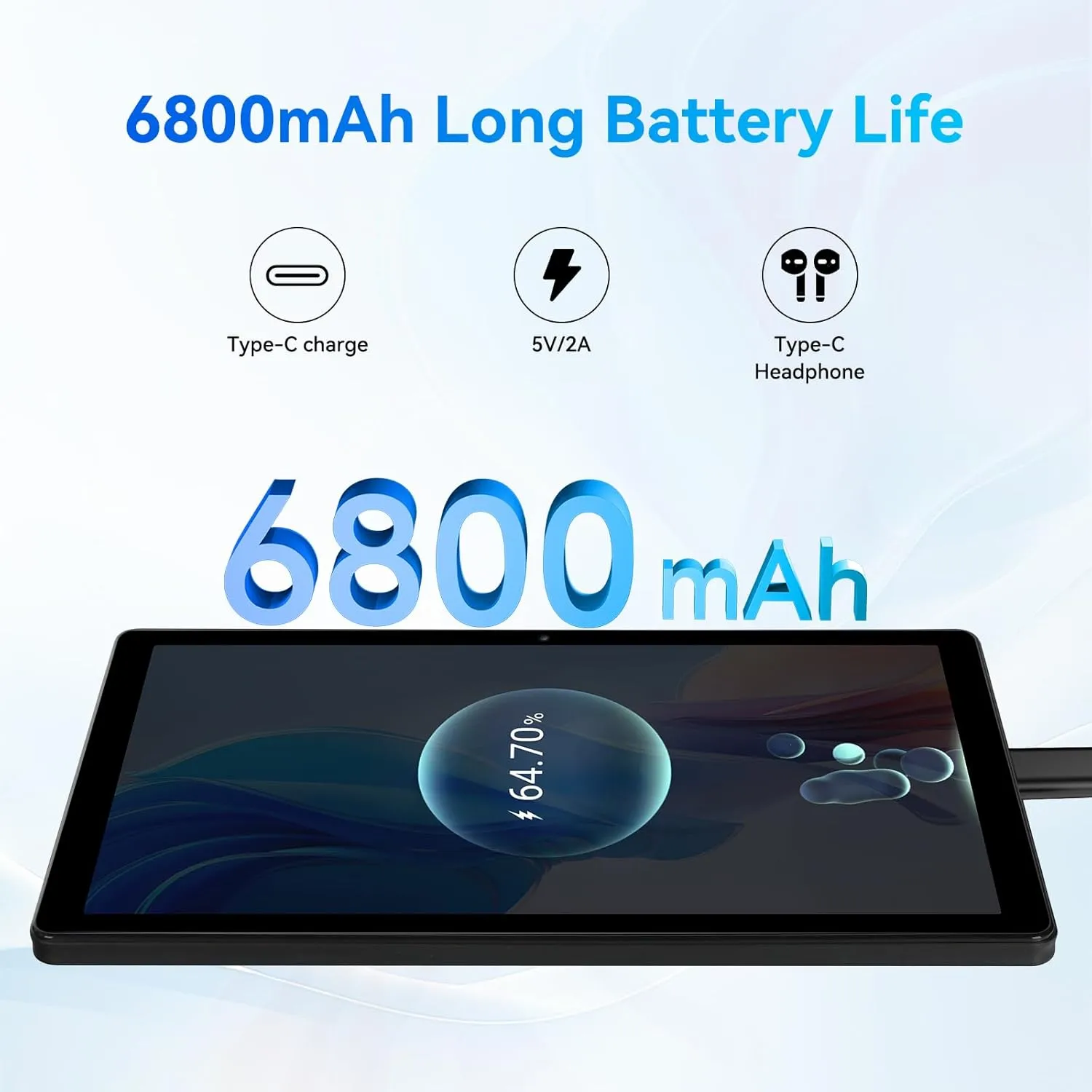Tablet, Android Tablet, 16GB RAM 128GB ROM 1TB Expansion, 8-Core Processor, Android 14 ,11 inch 1280x800 FHD Touch Screen, Widevine L1, Dynamic Halo, Dual Camera, WiFi6,BT5.3, 6800mAh Battery,Black