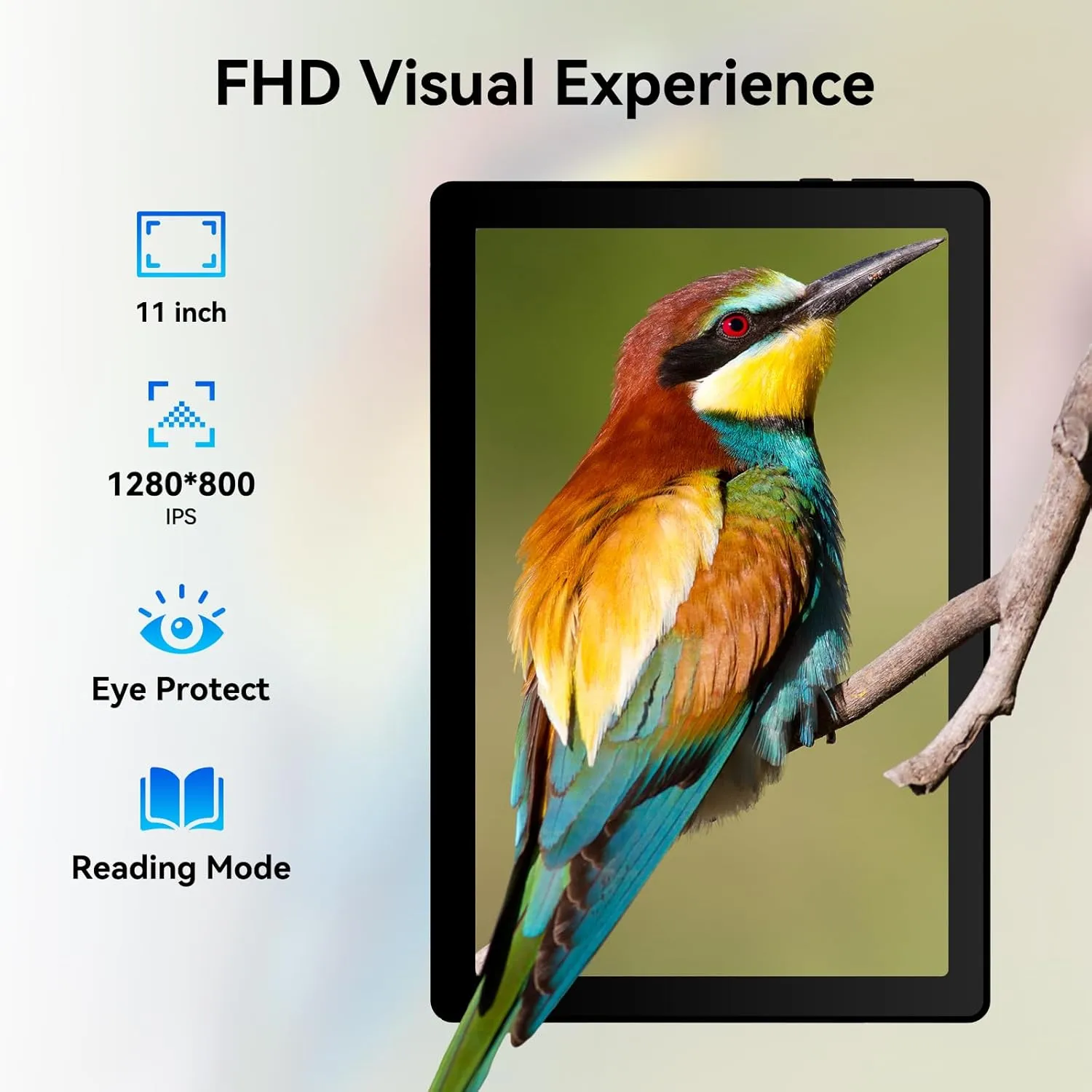 Tablet, Android Tablet, 16GB RAM 128GB ROM 1TB Expansion, 8-Core Processor, Android 14 ,11 inch 1280x800 FHD Touch Screen, Widevine L1, Dynamic Halo, Dual Camera, WiFi6,BT5.3, 6800mAh Battery,Black