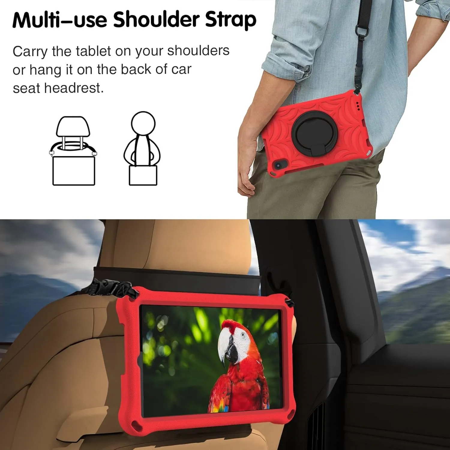 Tablet Case Cover for Huawei MediaPad M5 Lite 8.0" Kids - Drop Durable Lightweight EVA Case, 360 Degree Rotating Multifunction Kick Handle (Color : Net)