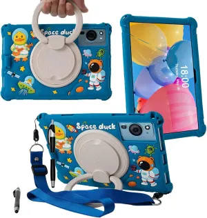 Tablet Case for TCL Tab 10 5G Case 10.1 Inch/TCL Tab 10S 9081X/9080G/9183W,Soft Anti-Stress Silicone Case with Rotate Stand/Pencil Holder/Shoulder Strap/Pen for TCL Tab 10.1 Inch (Sea Blue)