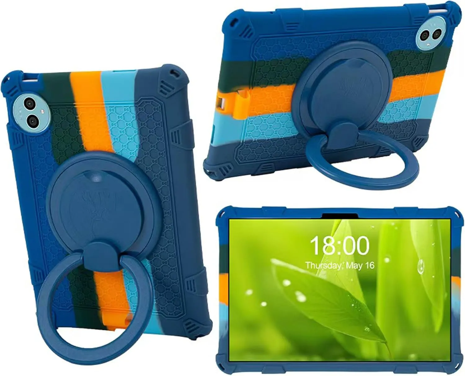 Tablet Case for Teclast P50 11 inch Soft Anti-Stress Silicone Case with 360° Rotate Stand/Pencil Holder/Shoulder Strap/Pen for Teclast P50 (Colorful Blue)
