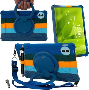 Tablet Case for Teclast P50 11 inch Soft Anti-Stress Silicone Case with 360° Rotate Stand/Pencil Holder/Shoulder Strap/Pen for Teclast P50 (Colorful Blue)