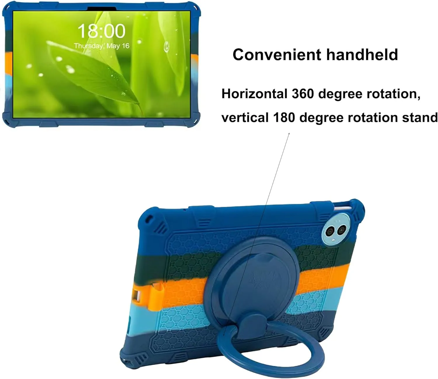 Tablet Case for Teclast P50 11 inch Soft Anti-Stress Silicone Case with 360° Rotate Stand/Pencil Holder/Shoulder Strap/Pen for Teclast P50 (Colorful Blue)