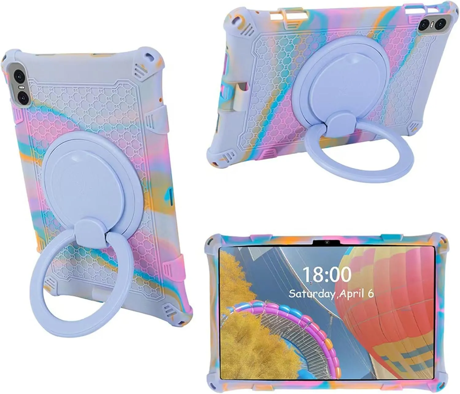 Tablet Case for Teclast T50 Pro 11 inch Soft Anti-Stress Silicone Case with 360° Rotate Stand/Pencil Holder/Shoulder Strap/Pen for Teclast T50 Pro (Colorful Purple)