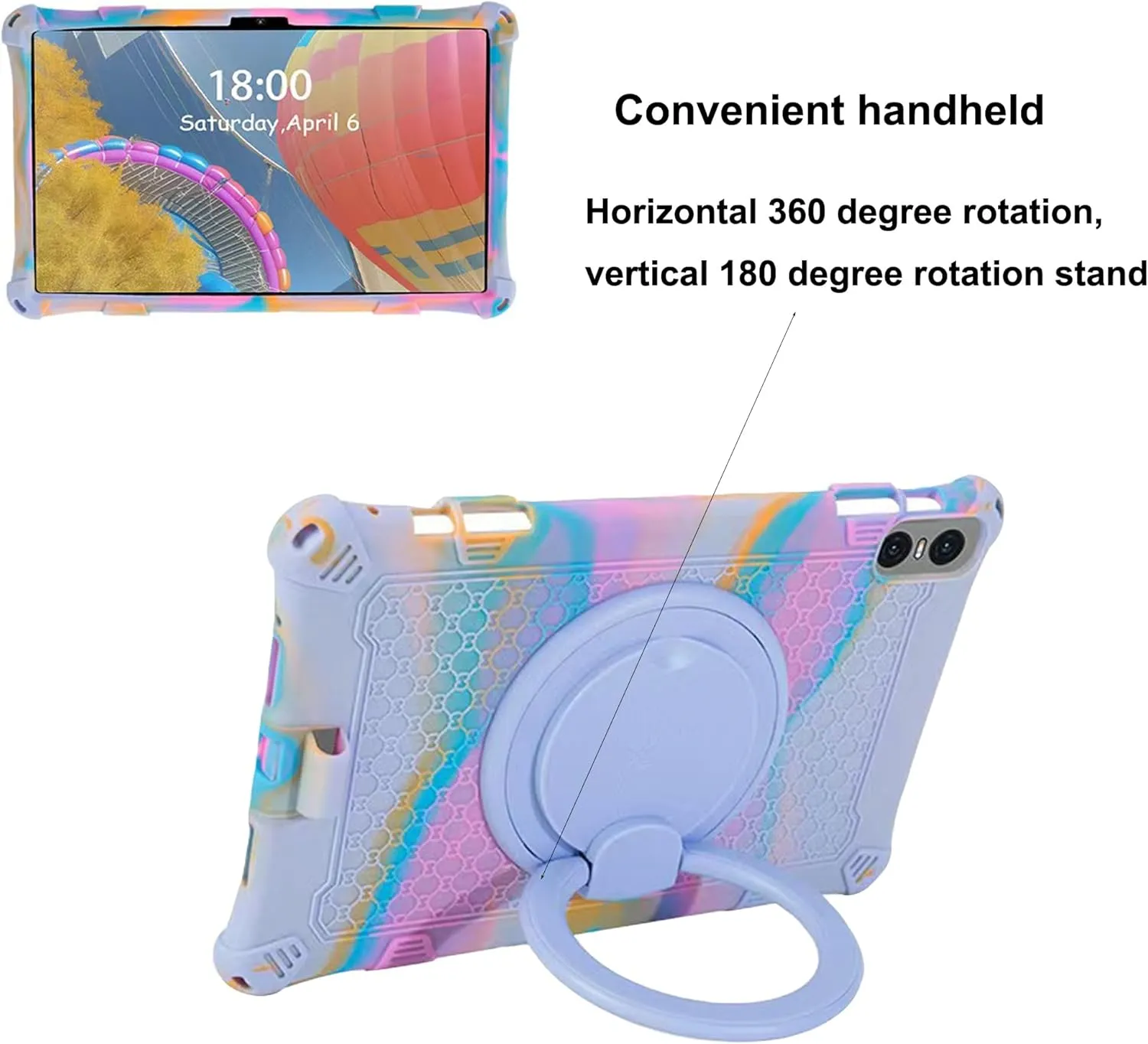 Tablet Case for Teclast T50 Pro 11 inch Soft Anti-Stress Silicone Case with 360° Rotate Stand/Pencil Holder/Shoulder Strap/Pen for Teclast T50 Pro (Colorful Purple)