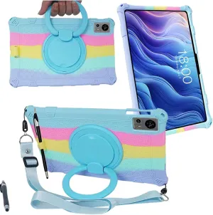 Tablet Case for Teclast T60 12 Inch,Soft Anti-Stress Silicone Case with Rotate Stand/Pencil Holder/Shoulder Strap/Pen for Teclast T60 (Colorful Light Blue)